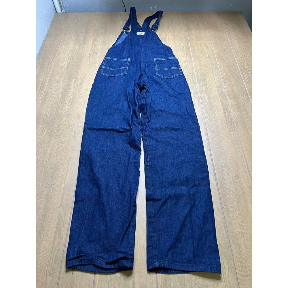 Vintage Round House Denim Overalls USA Cotton‎ Bib Carpenter Workwear Sz S/M
